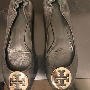 Blackmand silver Tory Burch Ballet Flats